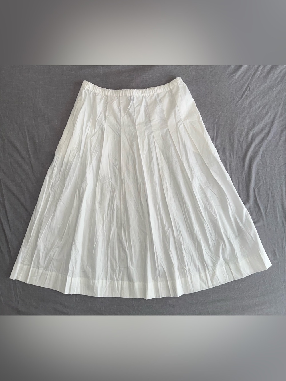 MANGO White A-Line Pleated Midi Skirt